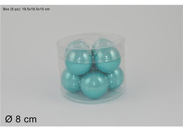 PALLE DI NATALE IN VETRO 8CM SET 8 PERL.TURCHESE (10251603-8/T-PEARL) ART.XNA15006391