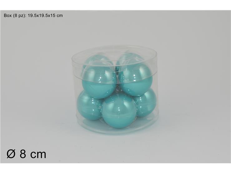 PALLE DI NATALE IN VETRO 8CM SET 8 PERL.TURCHESE (10251603-8/T-PEARL) ART.XNA15006391 PALLE DI NATALE IN VETRO 8CM SET 8 PERL.TURCHESE (10251603-8/T-PEARL) ART.XNA15006391