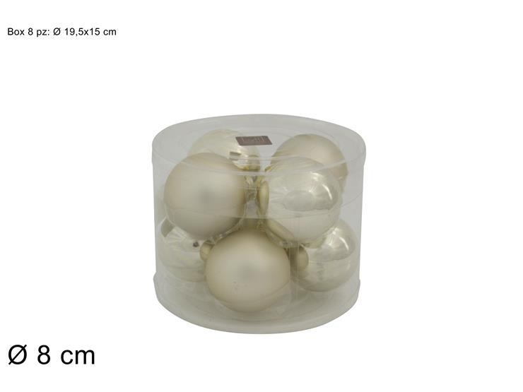 SET 8 PALLE VETRO 8CM 2ASS. BEIGE SATINATE (10251603-8/BE-S&M) SET 8 PALLE VETRO 8CM 2ASS. BEIGE SATINATE (10251603-8/BE-S&M)