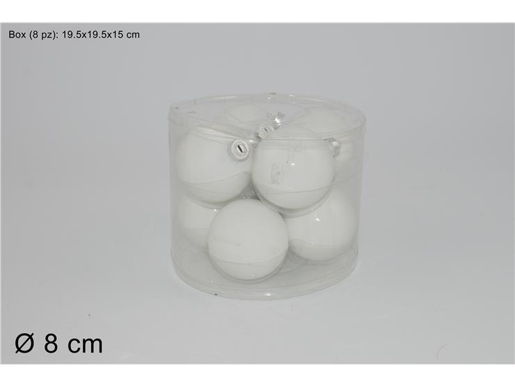 SET PALLE DI NATALE VETRO 8CM 2ASS. BIANCO LUCIDA/OPACA ART.MO000594 SET PALLE DI NATALE VETRO 8CM 2ASS. BIANCO LUCIDA/OPACA ART.MO000594