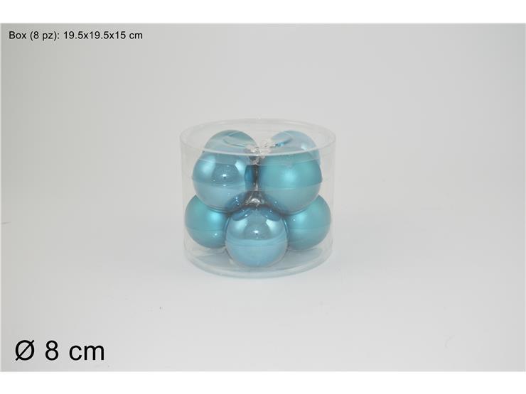 SET 8 PALLE DI NATALE VETRO 8CM TURCHESE LUCIDA/OPACA ART.XNA15006471 SET 8 PALLE DI NATALE VETRO 8CM TURCHESE LUCIDA/OPACA ART.XNA15006471