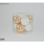 SET 8 PALLE VETRO 8CM BIANCO/ORO ART.MO000598