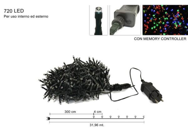 MINILUCCIOLE 720LED MULTICOLOR C/GICO LUCI YC-31LED720MY