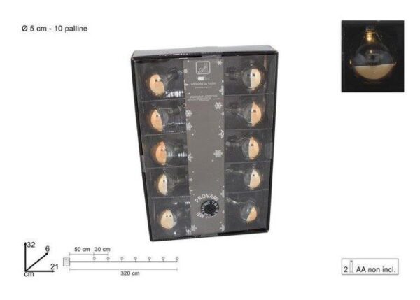 FILO 10 PALLE VETRO C_LUCI BATTERIA ORO DUE ESSE