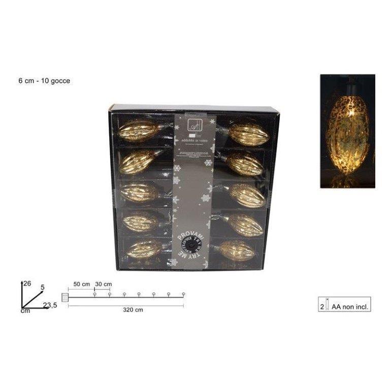 FILO 10 GOCCE VETRO C_LUCI BATTERIA ORO DUE ESSE FILO 10 GOCCE VETRO C_LUCI BATTERIA ORO DUE ESSE