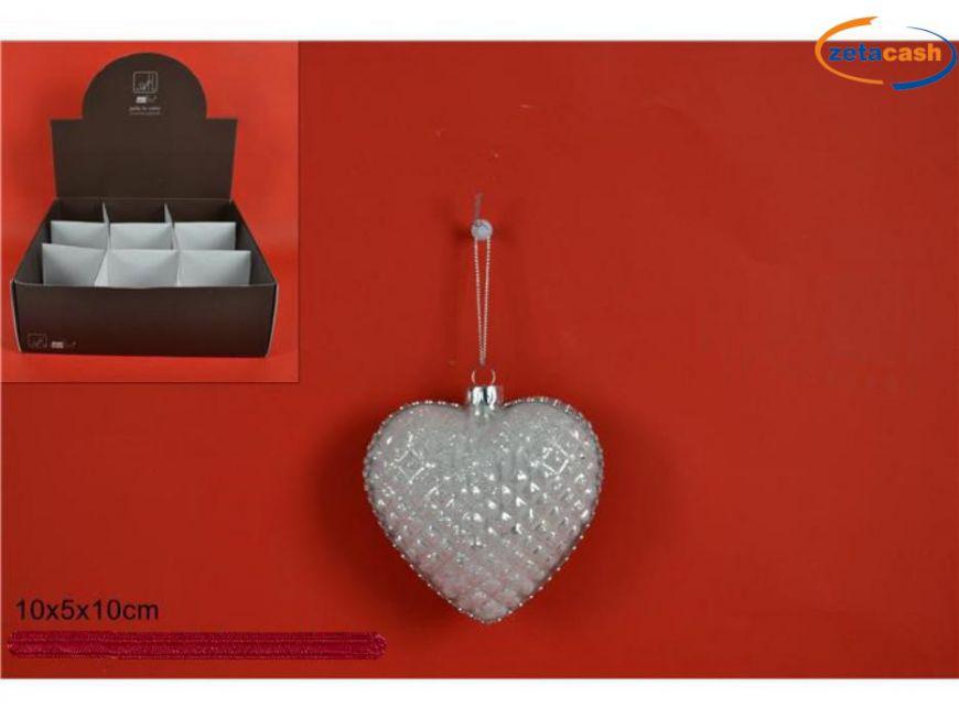 CUORE VETRO BIANC 10CM C/FILO STRAS SILVER IN DISPLAY ART.CM000810A CUORE VETRO BIANC 10CM C/FILO STRAS SILVER IN DISPLAY ART.CM000810A