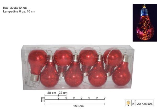LAMPADINE LUMINOSE SERIE 8PZ BATT.ROSSO/LUCE CALDA XCN61819/RED@@