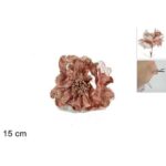 FIORE VELLUTO ROSA CON PINZETTA E BORDI CON PAILLETTES