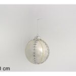 PALLA VETRO SILVER C/ FOGLIE 10CM ART.940037@@