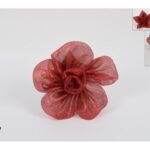 FIORE PINZETTA ORGANZA 10CM 2 ASS ROSSO XM17-377B/EG RED(ROUND+POINT)