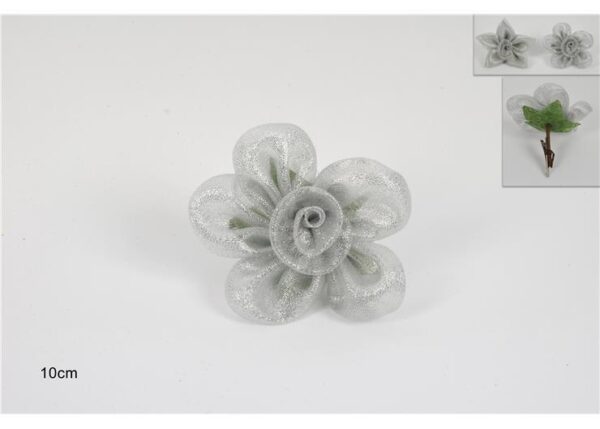 FIORE PINZETTA ORGANZA 10CM 2 ASS SILVER XM17-377B/EG SILV(ROUND+POINT)