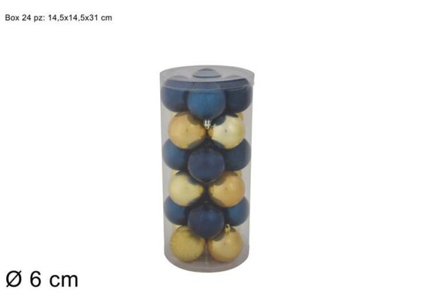 PALLE 6CM 24PZ 4ASS BLU/ORO BOX PVC SC19D0013-2 (ST4330-2)