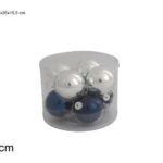 SET 8 PALLE DI NATALE VETRO 8CM LUCIDE BLU/SILVER 94007A ART.XNA19023731