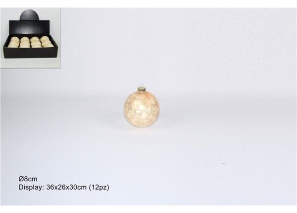 PALLA VETRO 8CM EFFETTO MARMORIZZATO ORO IN DISPLAY (19002-8GOLD)