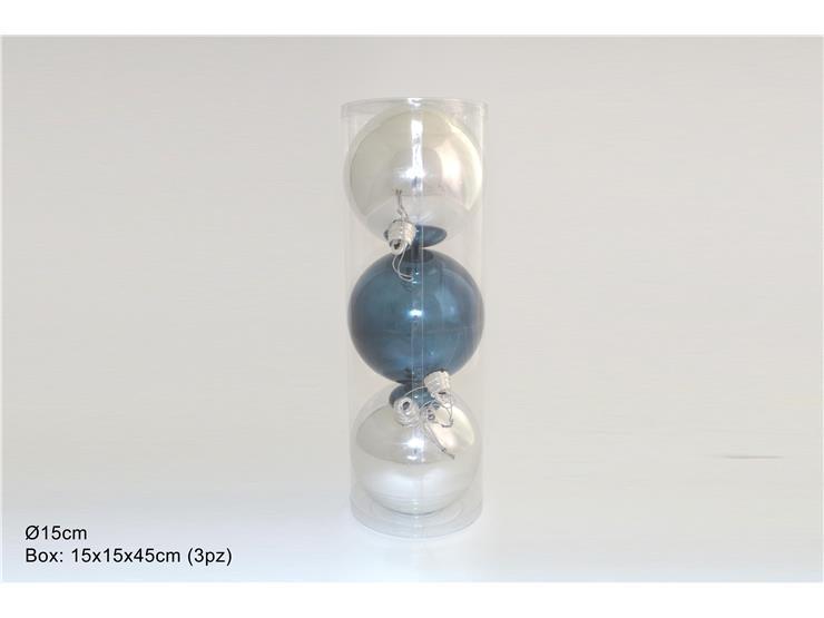 PALLE DI NATALE 15CM SET 3PZ IN BOX PVC BLU/SILVER ART. SV1503N-01S1 @@ ART.XNA19005501 PALLE DI NATALE 15CM SET 3PZ IN BOX PVC BLU/SILVER ART. SV1503N-01S1 @@ ART.XNA19005501