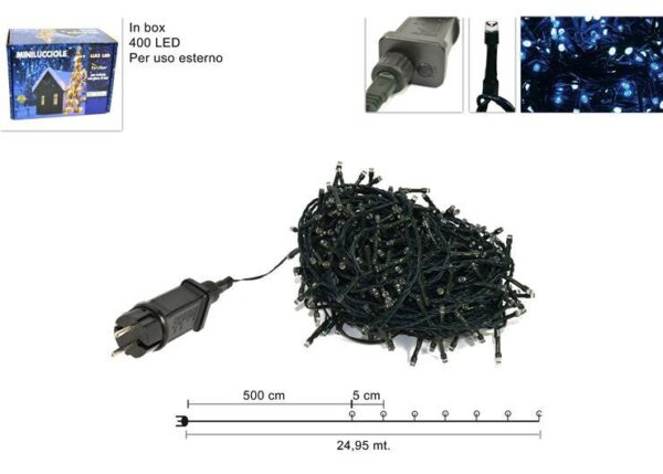 MINILUCCIOLE 400LED SCAT.USO EST.BIANC FRED/BLU YC-31LED-400-W/B-IP44