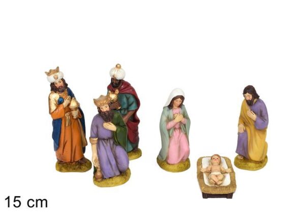 NATIVITA' SET 6PZ 15CM IN ABITI COLORATI ART. 61754