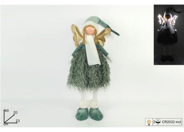 ANGELO 60CM ABITO&CAPPELLO IN VELLUTO C/LUCE VERDE 190173-3-12 GREEN