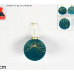 PALLA 8CM FLOCCATA VERDE DECORO GLITTER ORO 3ASS. ART.QL-D361B/QL-D362B