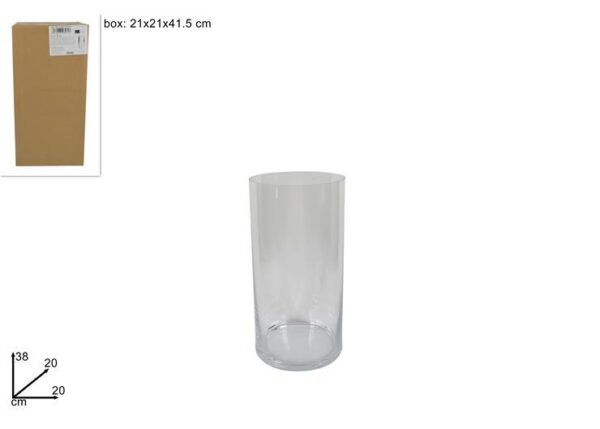 VASO VETRO CILINDRO 38CM Ã˜ 20CM ART. CM001020C