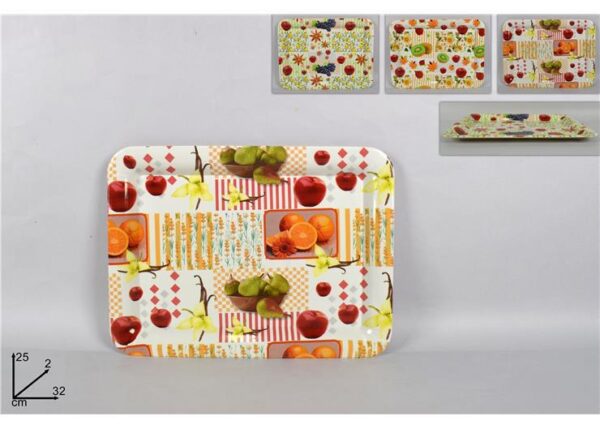 VASSOIO RETTANGOLARE FANTASIA FRUTTA 32X25CM 3ASS HX-3425B