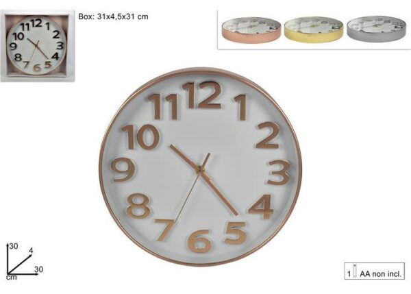 OROLOGIO DA MURO ROTONDO DIAM.30 3COL 130-101209/10/11/12 ART.DEV20004551