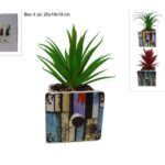 VASO QUADRATO CERAMICA CON PIANTINA GRASSA 4 COLORI BSDXD23401