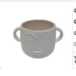 VASO CERAMICA VISO STILIZZATO 4COL. ASS. 20CM ART.DEV23012111