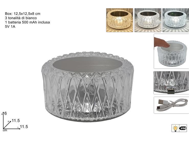 LAMPADA DA TAVOLO EFF. CRISTALLO 3 BIANCHI RICAR. USB GL557240 ART.DEV23015521 LAMPADA DA TAVOLO EFF. CRISTALLO 3 BIANCHI RICAR. USB GL557240 ART.DEV23015521