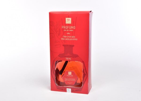 DIFFUSORE DI FRAGRANZA C/BOTTIGLIA ESAGONALE 700 ML TONKA E PEPE ROSA ART.62835 -