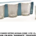 BICCHIERI S/3 IN VETRO "DIAMANTE" TRASP. ART.23717 -