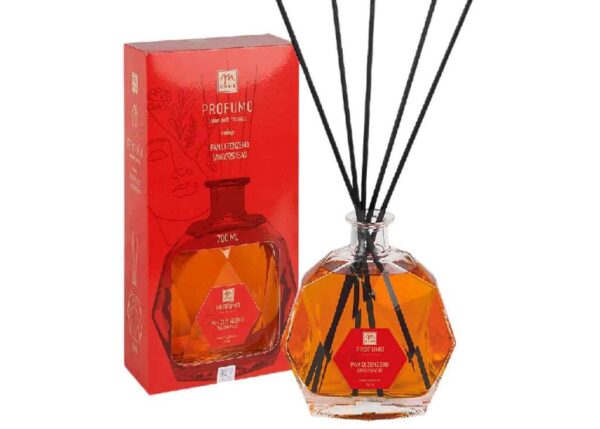 DIFFUSORE DI FRAGRANZA C/BOTTIGLIA ESAGONALE 700 ML PAN DI ZENZERO C/BACCHETTI C/SCATOLA ART.24431 -