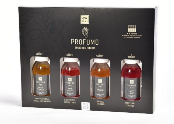 DIFFUSORI ESSENZA CON BACCHETTI SET/4 125 ML PROF. ASS. ART.24523 -