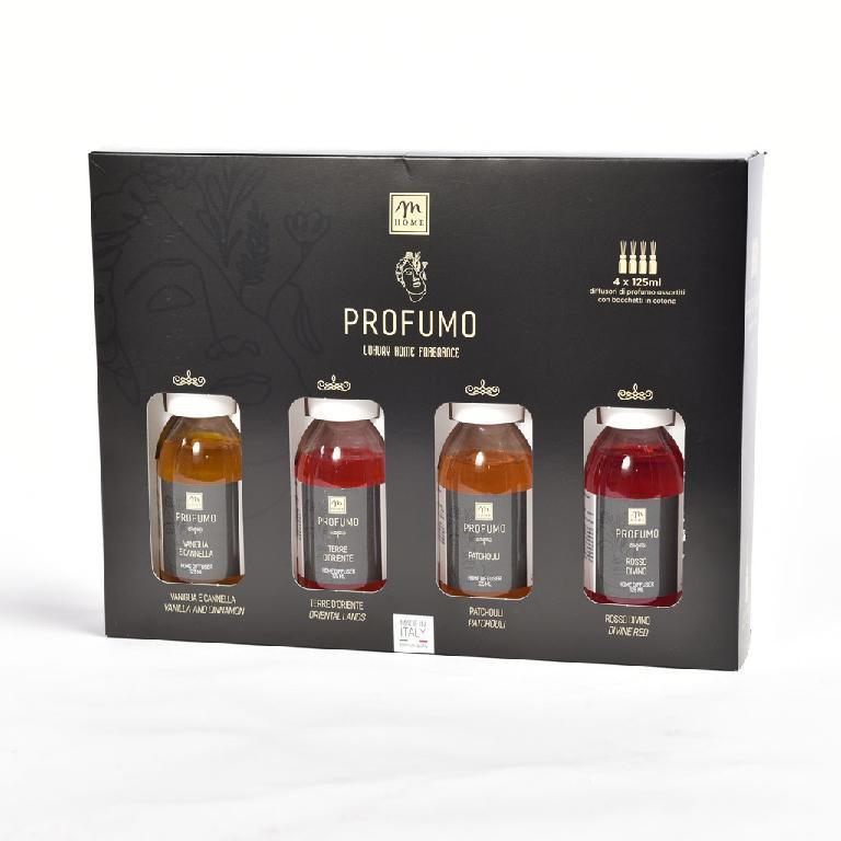 DIFFUSORI ESSENZA CON BACCHETTI SET/4 125 ML PROF. ASS. ART.24523 - DIFFUSORI ESSENZA CON BACCHETTI SET/4 125 ML PROF. ASS. ART.24523 -
