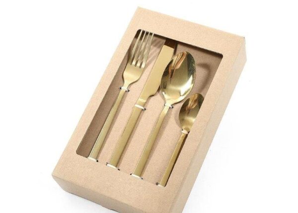 SET 24 POSATE ORO LUCIDO IN ACCIAIO IN SCATOLA REGALO ART.10677 -