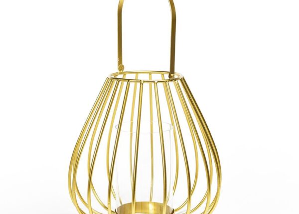 LANTERNA ORO IN METALLO CON MANICO DIAM. 32XH.34 CM ART.15740 -