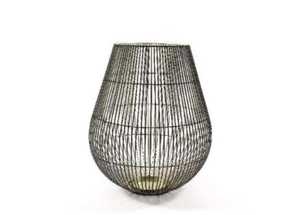 LANTERNA NERA INTERNO ORO IN METALLO DIAM. 25.5XH.30.5 CM ART.29037 -
