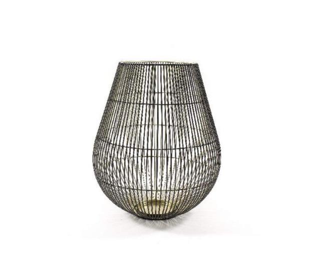 LANTERNA NERA INTERNO ORO IN METALLO DIAM. 25.5XH.30.5 CM ART.29037 - LANTERNA NERA INTERNO ORO IN METALLO DIAM. 25.5XH.30.5 CM ART.29037 -