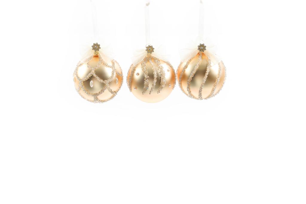 PALLA DI NATALE DI VETRO ORO DIAM.8CM DEC. ASS. ART.35189 - PALLA DI NATALE DI VETRO ORO DIAM.8CM DEC. ASS. ART.35189 -