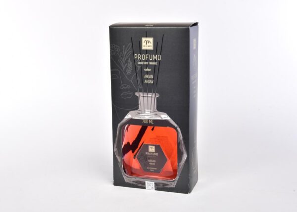 DIFFUSORE DI FRAGRANZA C/BOTTIGLIA ESAGONALE 700 ML OLIO D'ARGAN C/BACCHETTI C/SCATOLA REGALO 14969 -