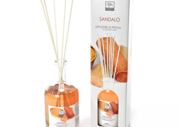 DIFFUSORE DI ESSENZA 500 ML SANDALO " LINEA BOUQUET" C/BACCHETTI IN COTONE ART.21202 -