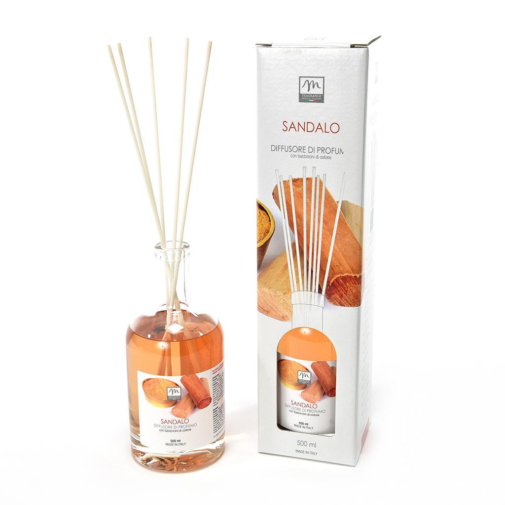 DIFFUSORE DI ESSENZA 500 ML SANDALO " LINEA BOUQUET" C/BACCHETTI IN COTONE ART.21202 - DIFFUSORE DI ESSENZA 500 ML SANDALO " LINEA BOUQUET" C/BACCHETTI IN COTONE ART.21202 -