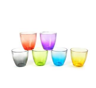 BICCHIERI S/6 IN VETRO "LINES SPRING" 285 CC COLORI ASS. ART.31614 -