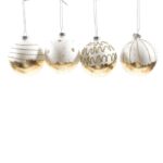 PALLA DI NATALE "GOLD" IN VETRO DIAM. 8CM ASS. IN ESP.BIANCO/ORO 59502 -
