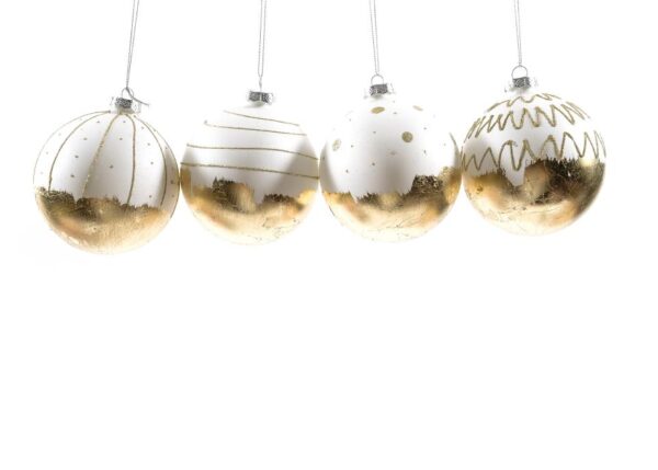 PALLA DI NATALE "GOLD" IN VETRO DIAM. 10CM ASS. IN ESP.BIANCO/ORO 59519 -