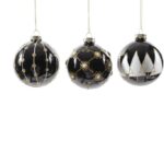 PALLA DI NATALE IN VETRO DIAM. 8CM ASS. IN ESP. NERA/ORO ART. 60294 -