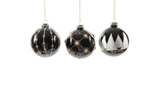 PALLA DI NATALE IN VETRO DIAM. 8CM ASS. IN ESP. NERA/ORO ART. 60294 -