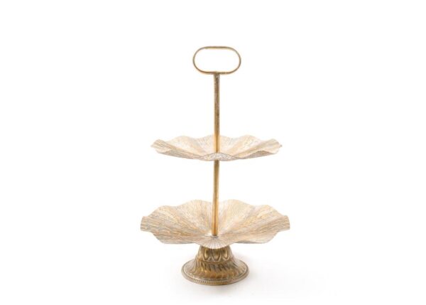ALZATA 2 RIPIANI IN METALLO BIANCO ORO H.50XDIAM.24CM 66517 -