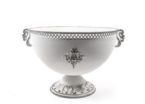 COPPA IN METALLO CON MANICI BIANCA DECAPPATA H.37X63X52CM 66883 -