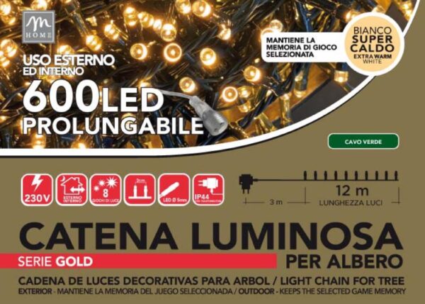 MINILUCCIOLE 600 LED BIANCO SUPER CALDO PROLUNG. 8 GIOCHI ESTERNO